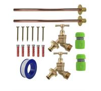 AP Supplies Brass Snap-On Bib Tap Outdoor Basic Tap Kit 2 With Lime/grey Hose Connector - Comes With Brass Bib Tap, Wall Plate, Screws.