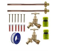 AP Supplies Brass Snap-On Bib Tap Outdoor Basic Tap Kit 2 With Lime Line Hose Connector - Comes With Brass Bib Tap, Wall Plate, Screws.