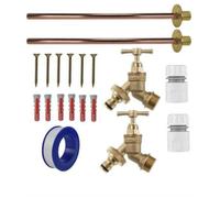 AP Supplies Brass Snap-On Bib Tap Outdoor Basic Tap Kit 2 With White Line Hose Connector - Comes With Brass Bib Tap, Wall Plate, Screws.