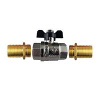 AP Supplies Butterfly Bib Valve 1/2 Bspf-F With 2 X Brass Straight 13mm Barbed Fittings