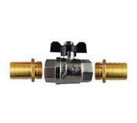 AP Supplies Butterfly Bib Valve 1 Bspf-F With 2 X Brass Straight 25mm Barbed Fittings