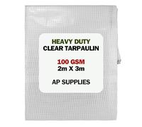 AP Supplies Clear Reinforced Tarpaulin 2m x 3m, 100gsm