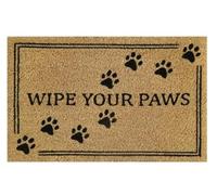 AP Supplies Doormat 60cm x 40cm - 'Wipe Your Paws' - Natural Fibre Doormat for Indoor & Outdoor Entry, Non-Slip Rubber Backing, Easy Clean Welcome Mat
