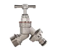 AP Supplies Garden Bib Tap Brass Nickle Plated 1/2" Bspm Inlet + Snap-On Male