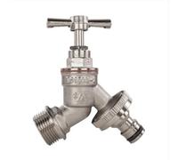 AP Supplies Garden Bib Tap Brass Nickle Plated 3/4" Bspm Inlet + Snap-On Male
