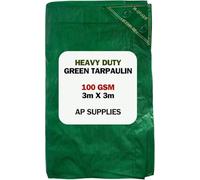 AP Supplies Green Tarpaulin 100gsm, 3m x 3m