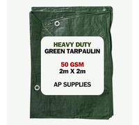 AP Supplies Green Tarpaulin 50gsm 2m x 2m, Lightweight Waterproof