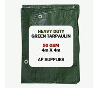 AP Supplies Green Tarpaulin 50gsm 4m x 4m, Lightweight Waterproof