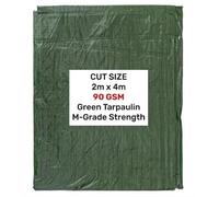 AP Supplies Green Tarpaulin 90gsm Waterproof Cover Sheet 2m x 4m | M-Grade Polyethylene Ground Sheet with Reinforced Edges & Aluminium Eyelets for Outdoor Protection