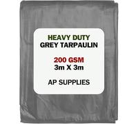 AP Supplies Grey Tarpaulin 200gsm, 3m x 3m