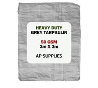 AP Supplies Grey Tarpaulin 50gsm, 3m x 3m, Waterproof