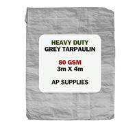 AP Supplies Grey Tarpaulin 80gsm, S-Grade, 3m x 4m