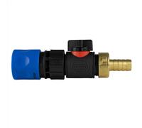AP Supplies Hose Connector Blue With In-Line Bspm Valve And 13mm Brass Barb