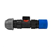 AP Supplies Hose Connector Blue With In-Line Bspm Valve And 20mm Mdpe Straight