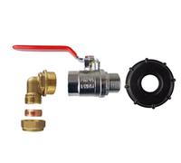 AP Supplies Ibc 2 S60X6 Cap With Bspm-F Lever Valve And Brass Compression Elbow 1 Bsp 28mm