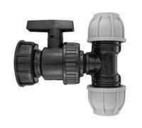 AP Supplies Ibc 2 S60X6 Cap With Large Plastic Valve And Mdpe Tee 20mm