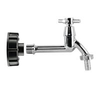 AP Supplies Ibc Adaptor Cap 2 S60X6 To 1/2 Bsp With Brass Chrome Tap & 1/2 Hose Barb