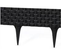 AP Supplies Lawn Edging, Plastic Palisade Rattan Effect, 2.4M, Black
