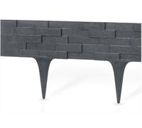 AP Supplies Lawn Edging, Plastic Palisade Slate Effect, 2.38M, Gray