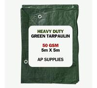 AP Supplies Lightweight Green Tarpaulin 50gsm, 5m x 5m