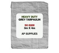 AP Supplies Lightweight Grey Tarpaulin 50gsm, 3m x 4m
