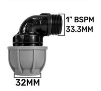 AP Supplies Mdpe Elbow 32mm - 1" Bspm, Durable Plastic Material