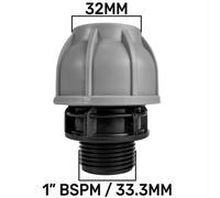 AP Supplies Mdpe Straight Joiner 32mm - 1" Bspm