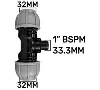 AP Supplies Mdpe Tee 32mm - 1" Bspm - 32mm