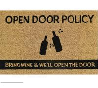 AP Supplies Open Door Policy - Doormat 60Cm X 40Cm - Durable, Non-Slip, Eco-Friendly, Absorbent Coir Mat For Indoor/outdoor