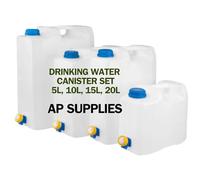 AP Supplies Plastic Water Carrier Container with Tap, Portable Jerry Can - Ideal for camping, caravan, travel,picnics, outdoor,party easy access for drinking water (SET OF 4)