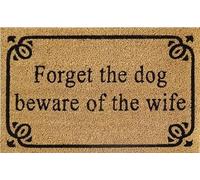 AP Supplies Rubber-Backed Coir Door Mat 40cm x 60cm - Durable, Non-Slip, Eco-Friendly, Absorbent Coir Mat for Indoor/Outdoor, Entrance, Floor (FORGOT THE DOG BEWARE OF THE WIFE)
