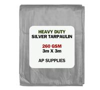 AP Supplies Silver Tarpaulin 260gsm 3m x 3m, Waterproof UV Resistant