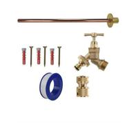 AP Supplies Snap-On Bib Tap Outdoor Basic Tap Kit 1 With Brass Hose Connector - Comes With 1/2 Brass Bib Tap, Wall Plate, Screws, Wall Plugs.