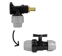 AP Supplies Wall Flange Kit 20mm Mdpe + 1/2" Barb Outlet + In Line Valve