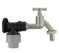 AP Supplies Wall Flange Kit 20mm MDPE, Bib Nickel Tap
