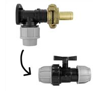 AP Supplies Wall Flange Kit 20mm Mdpe - Geka & In Line Valve + 3/4" Barb