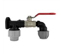 AP Supplies Wall Flange Kit 20mm Mdpe - Lever Valve & 20mm Mdpe Elbow Outlet