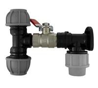 AP Supplies Wall Flange Kit 20mm MDPE, Lever Valve, 20mm Tee