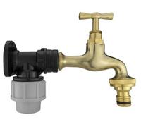 AP Supplies Wall Flange Kit 20mm MDPE, Polished Brass Bib Tap