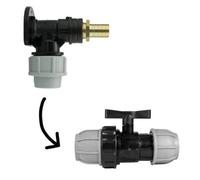 AP Supplies Wall Flange Kit 32mm Mdpe + 32mm Mdpe Valve + 19mm Brass Barb
