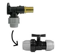AP Supplies Wall Flange Kit 32mm Mdpe + 32mm Mdpe Valve + 25mm Brass Barb