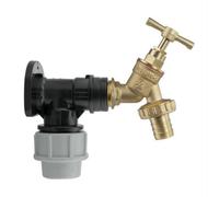AP Supplies Wall Flange Kit 32mm Mdpe - Brass Garden Tap 3/4 Barb