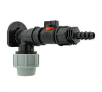 AP Supplies Wall Flange Kit 32mm Mdpe + In-Line Valve + 1/2 Barb