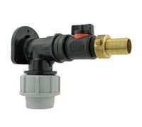 AP Supplies Wall Flange Kit 32mm Mdpe + In-Line Valve + 19mm Brass Barb