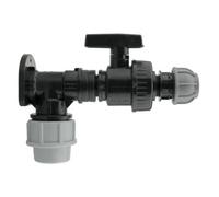 AP Supplies Wall Flange Kit 32mm Mdpe + Large Plastic Valve & 20mm Mdpe Straight