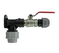 AP Supplies Wall Flange Kit 32mm Mdpe + Lever Valve + 20mm Mdpe Straight