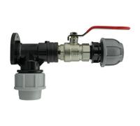 AP Supplies Wall Flange Kit 32mm Mdpe + Lever Valve + 25mm Mdpe Straight