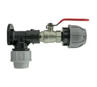 AP Supplies Wall Flange Kit 32mm Mdpe + Lever Valve + 32mm Mdpe Joiner