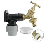 AP Supplies Wall Flange Kit Components: Wall Plate Elbow, ¾ Brass Garden tap, Click-Lock Hose Fitting, PTFE Tape - Designed for use with 25mm MDPE (Medium-Density polyethylene) Pipes