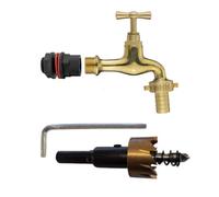 AP Supplies Water Butts Kit 1/2 With Polish Brass Tap 15mm Outlet And Drill Bit